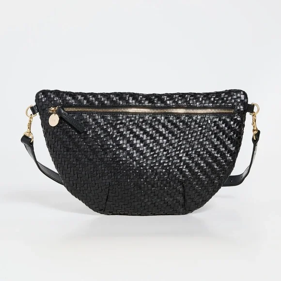 NWT Clare V grande Fanny belt bag in black woven zig zag - Picture 6 of 16